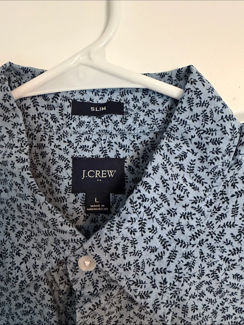 J. Crew Short-Sleeve Blue Microprint Button-Down Shirt